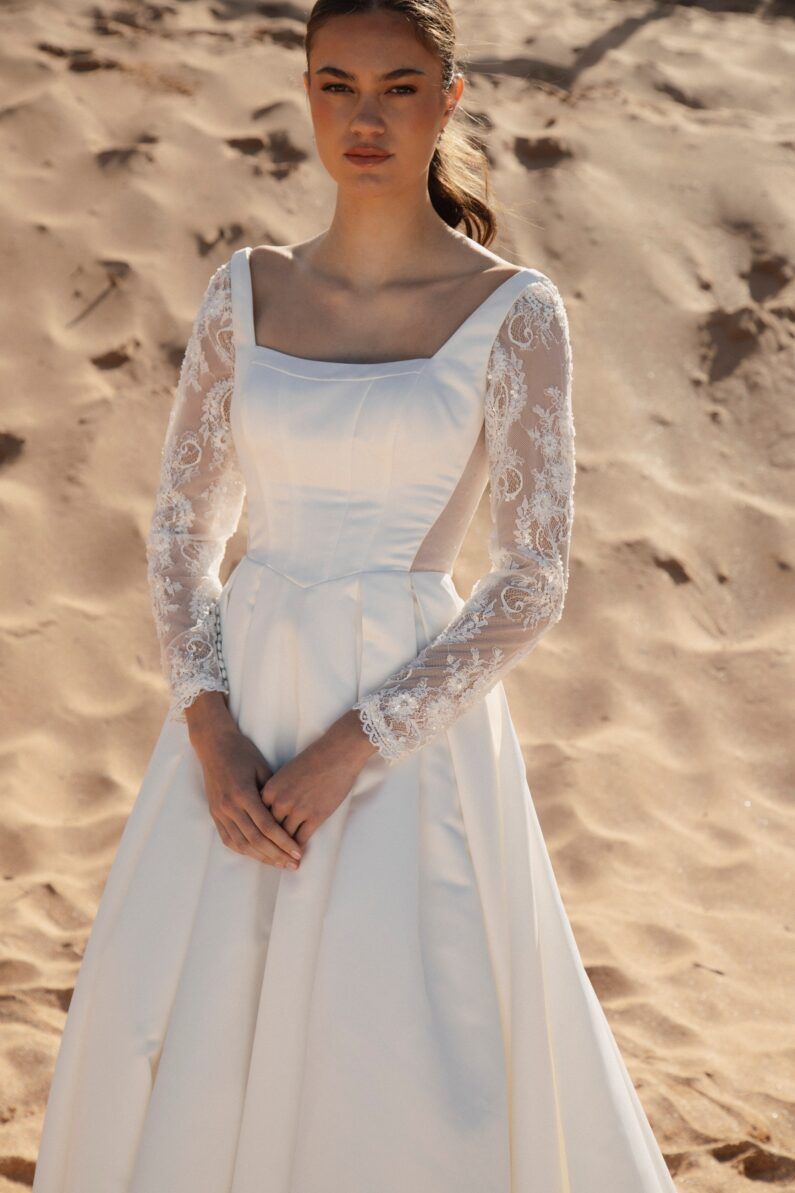Beaded Chantilly Long Lace Sleeves