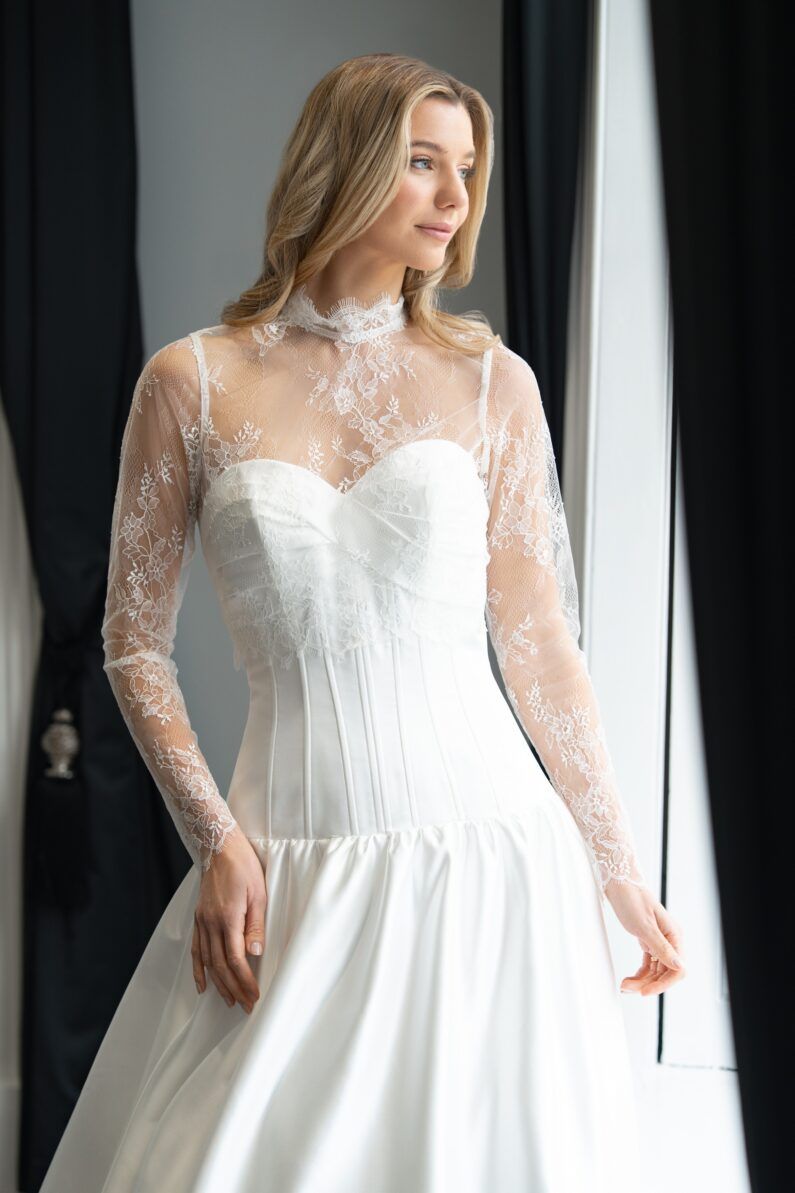 High Neck Keyhole Back Lace Jacket