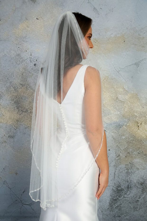 Silver and Pearl Beaded Edge Veil