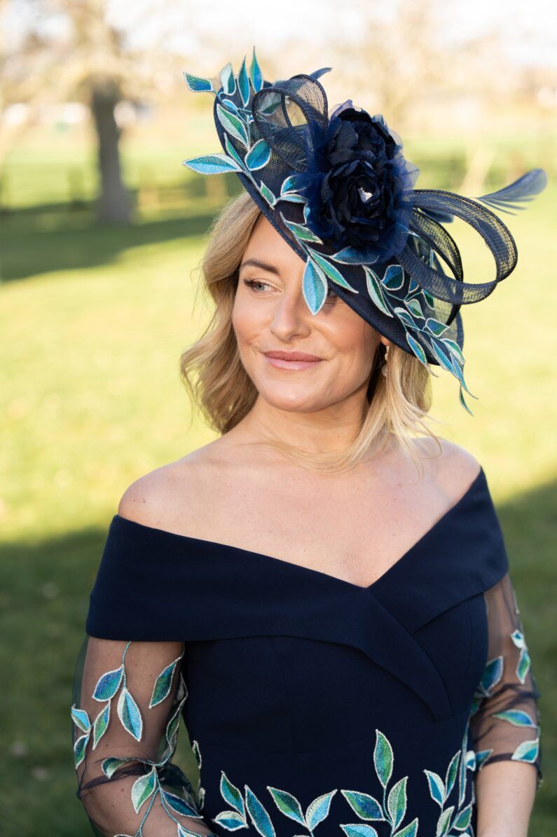 Disc Fascinator with Jasmine Gold Embroidery
